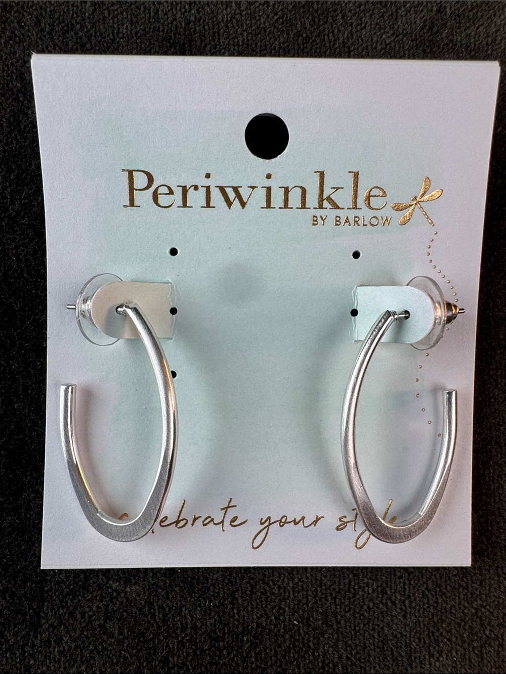 0425-Periwinkle by Barlow Silver Hoop Earrings‎